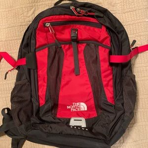 North Face RECON UNISEX adult backpack- Red and Gray....New Condition